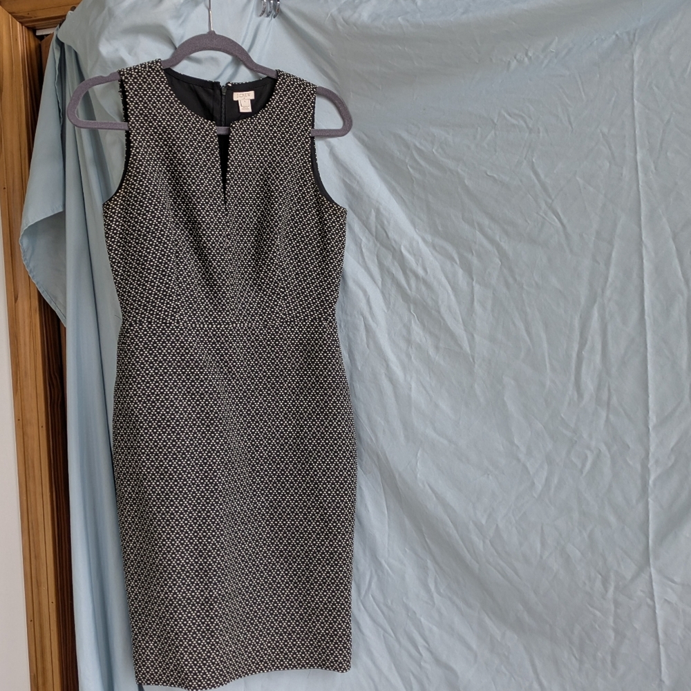 J. Crew Black and White Patterned Midi Dress